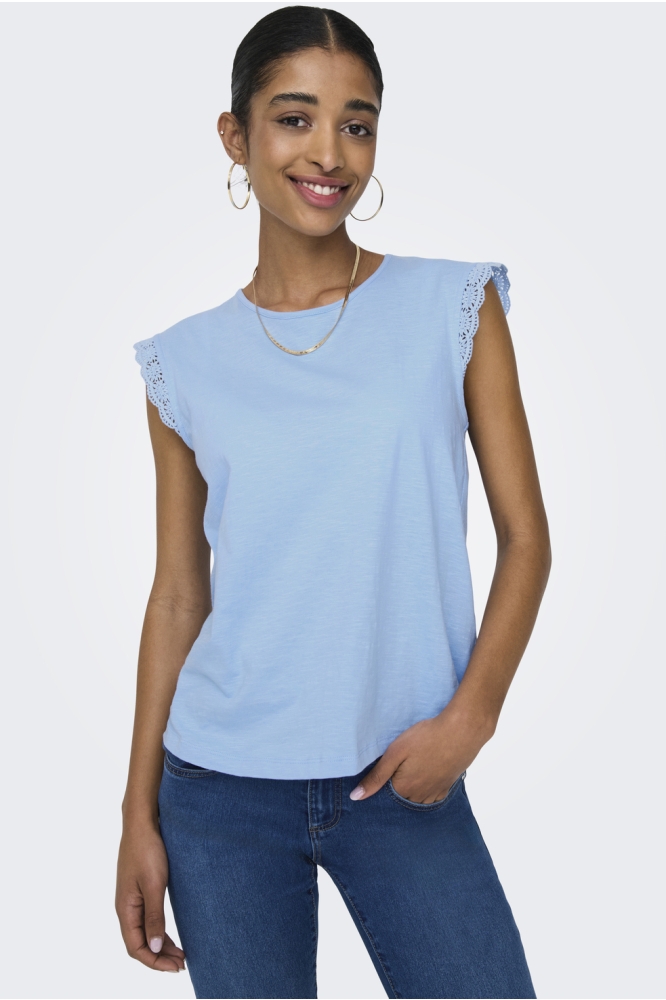 JDYSALVA LIFE S/L CROCHET TOP JRS N 15318217 FROZEN FJORD